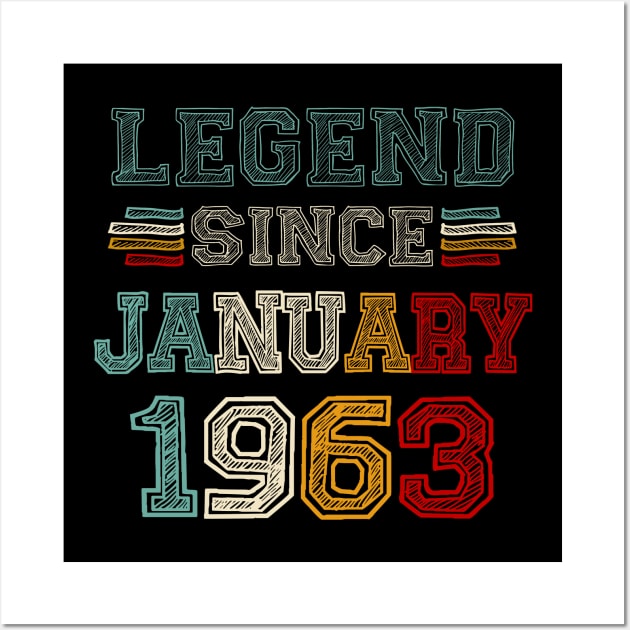 60 Years Old Legend Since January 1963 60th Birthday Wall Art by SuperMama1650